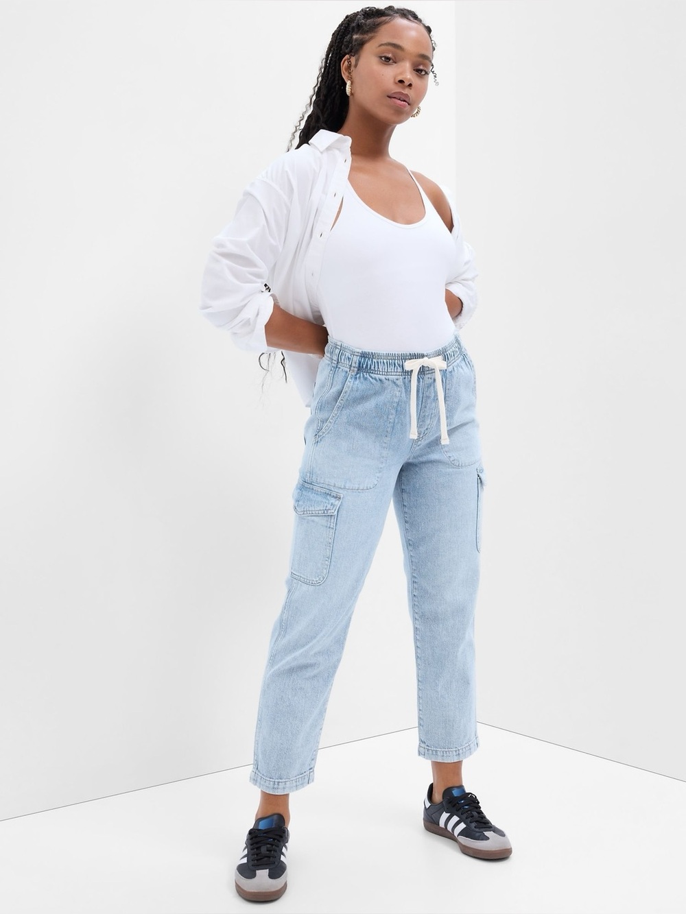 GAP Blue Mid Rise Easy Cargo Jeans
